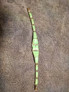 Montana Silversmith Silver And Green Turquoise Bracelet - Sleek Tile Design